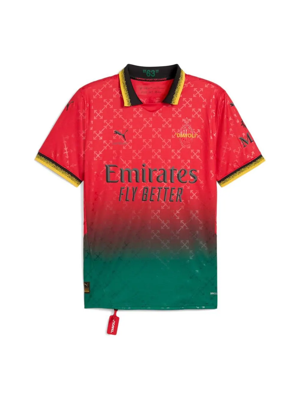 Реплика футболки Puma x Off White AC Milan — изображение 1 из 2, красный/зеленый