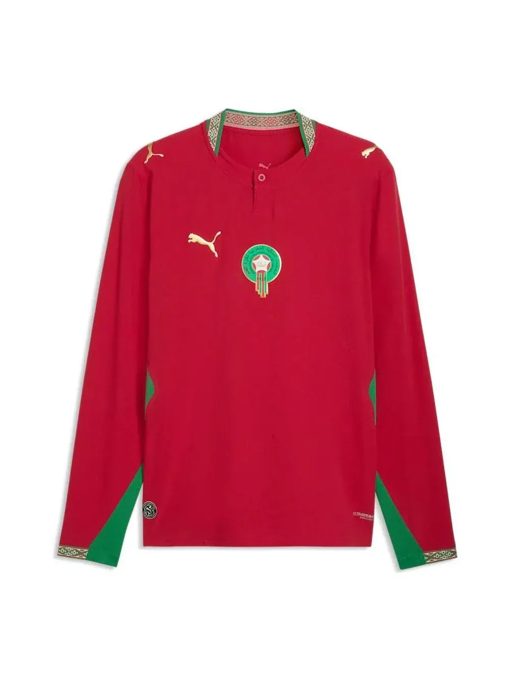 Оригинальная домашняя футболка с длинным рукавом PUMA Morocco 2026 'Fast Red Victory Gold' — изображение 1 из 2, красный