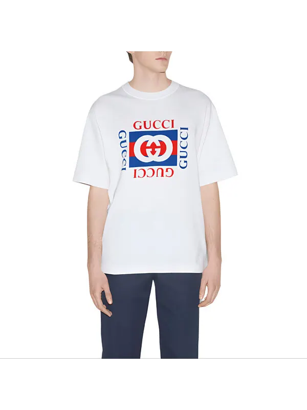 Футболка Gucci Cotton Jersey T-Shirt with Print — изображение 3 из 4, белый