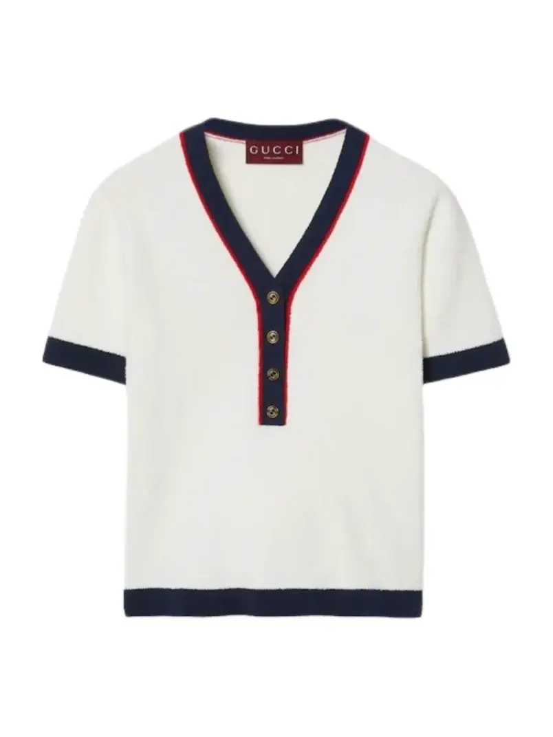 Топ (WMNS) Gucci FW24 Stretch Rib Cotton Top 'White Ancora' — изображение 1 из 1, белый