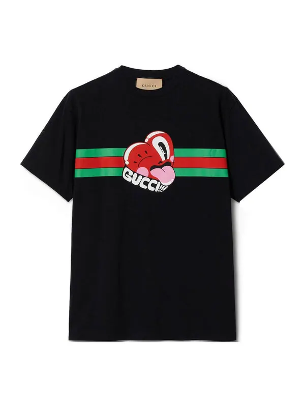 Футболка Gucci graphic cotton t-shirt 'black' — изображение 1 из 4, черный