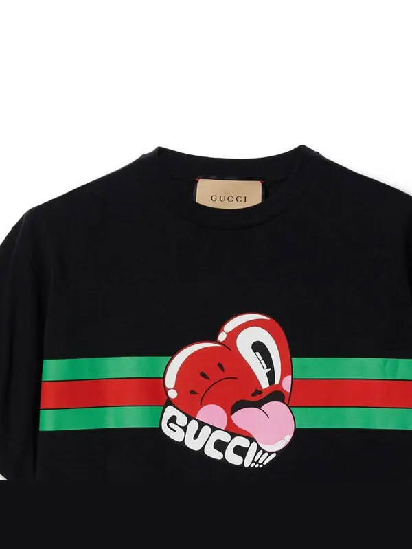 Футболка Gucci graphic cotton t-shirt 'black' — изображение 3 из 4, черный