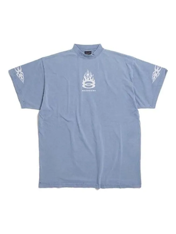 Футболка burning unity t-shirt oversized 'light blue' Balenciaga — изображение 1 из 4, светлый синий