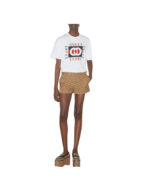 Футболка Gucci Cotton Jersey Print, классический крой — изображение 2 из 4, белый