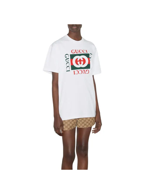 Футболка Gucci Cotton Jersey Print, классический крой — изображение 3 из 4, белый