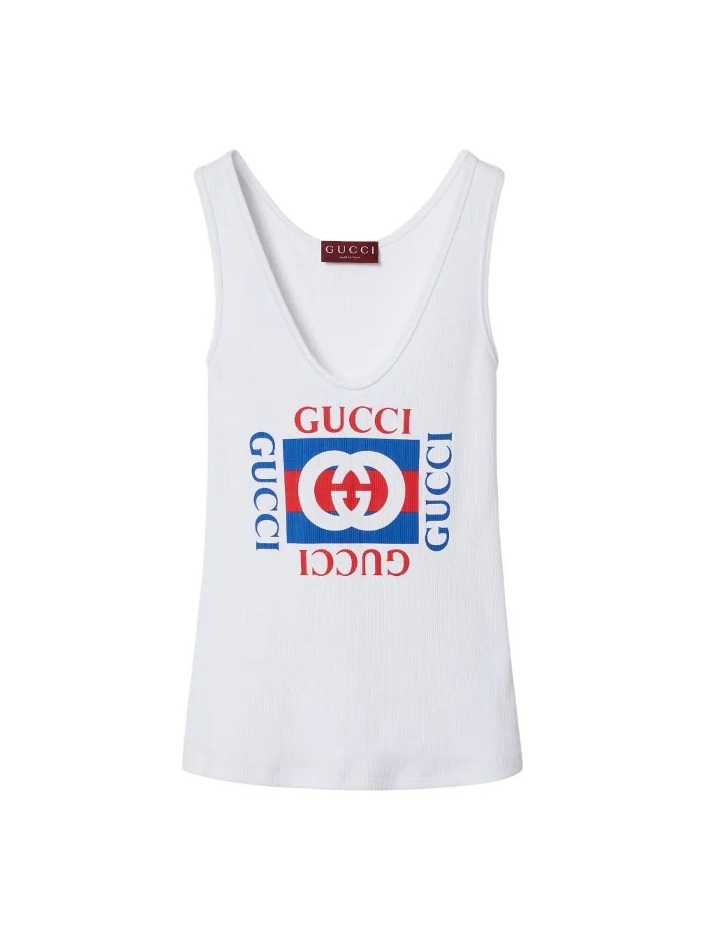 Майка Gucci FW24 White Blue Red, женская — изображение 1 из 1, белый/синий/красный