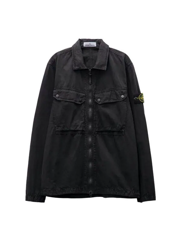 Рубашка old effect overshirt 'black' Stone Island — изображение 1 из 4, черный