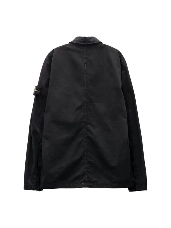 Рубашка old effect overshirt 'black' Stone Island — изображение 2 из 4, черный