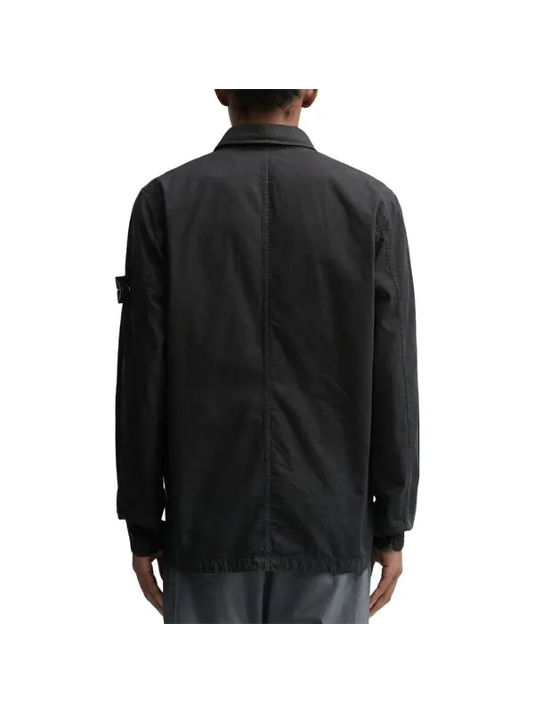Рубашка old effect overshirt 'black' Stone Island — изображение 4 из 4, черный