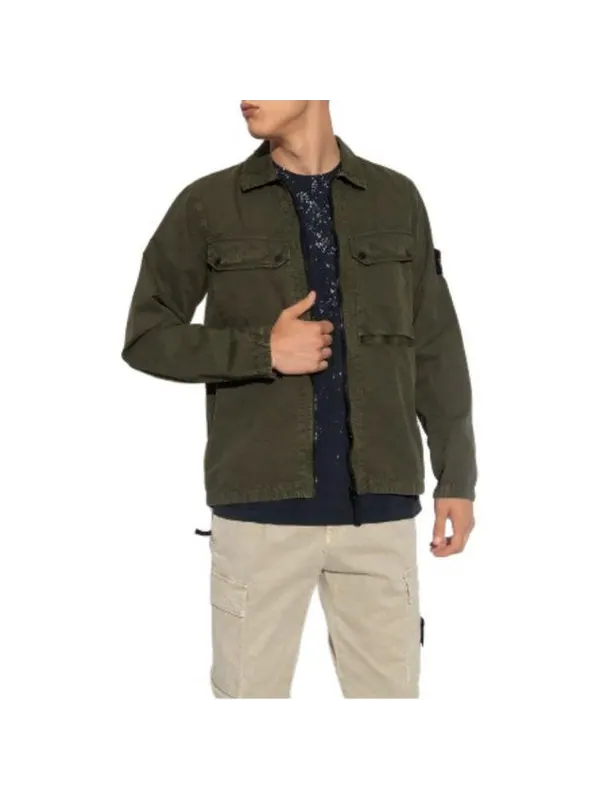 Куртка overshirt 'olive' Stone Island — изображение 3 из 3, оливковый