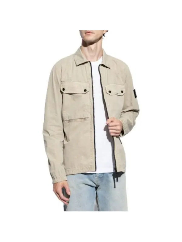 Рубашка overshirt 'cream' Stone Island — изображение 3 из 4, бежевый