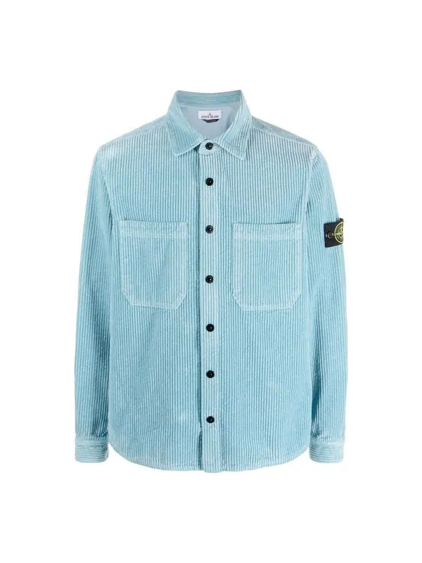 Рубашка corduroy overshirt 'blue' Stone Island — изображение 1 из 3, синий