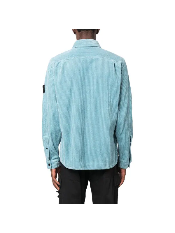 Рубашка corduroy overshirt 'blue' Stone Island — изображение 2 из 3, синий