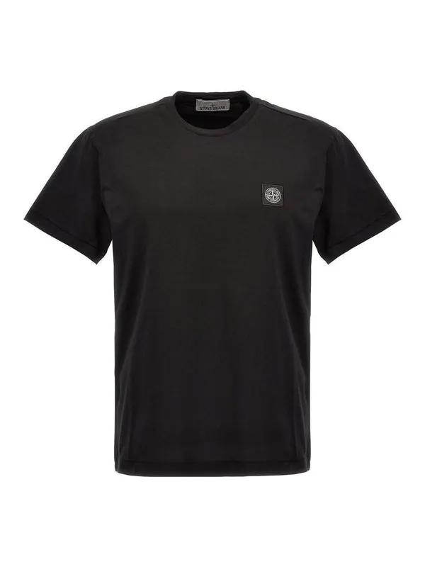 Футболка garment dyed logo t-shirt 'black' Stone Island — изображение 1 из 2, черный