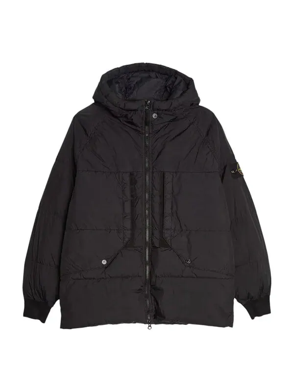 Куртка crinkle reps hooded down jacket 'black' Stone Island — изображение 1 из 2, черный