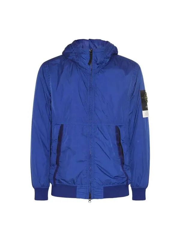 Куртка logo patch hooded track jacket 'blue' Stone Island — изображение 1 из 2, синий
