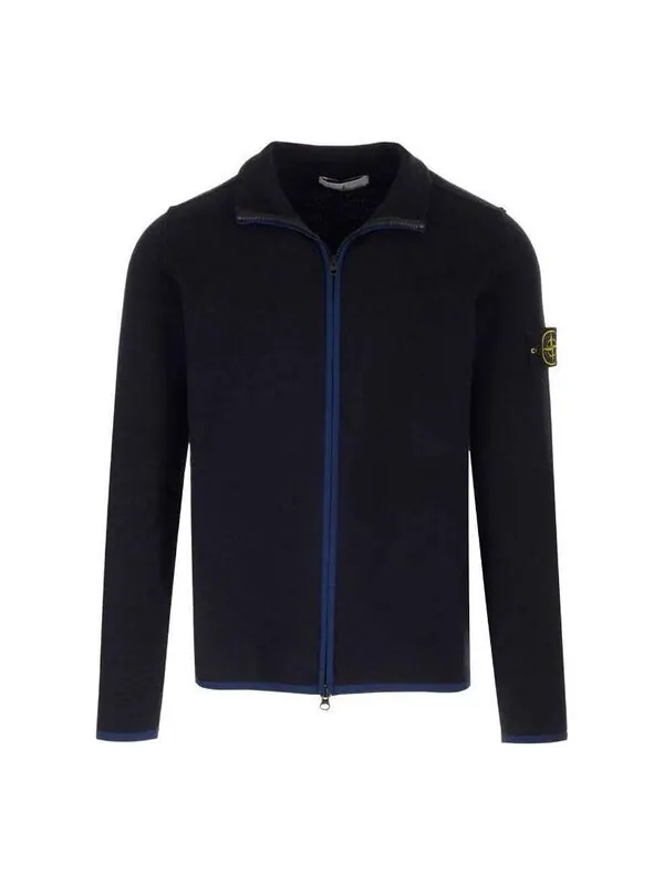 Куртка compass-patch high-neck zipped cardigan jacket 'black' Stone Island — изображение 1 из 2, черный