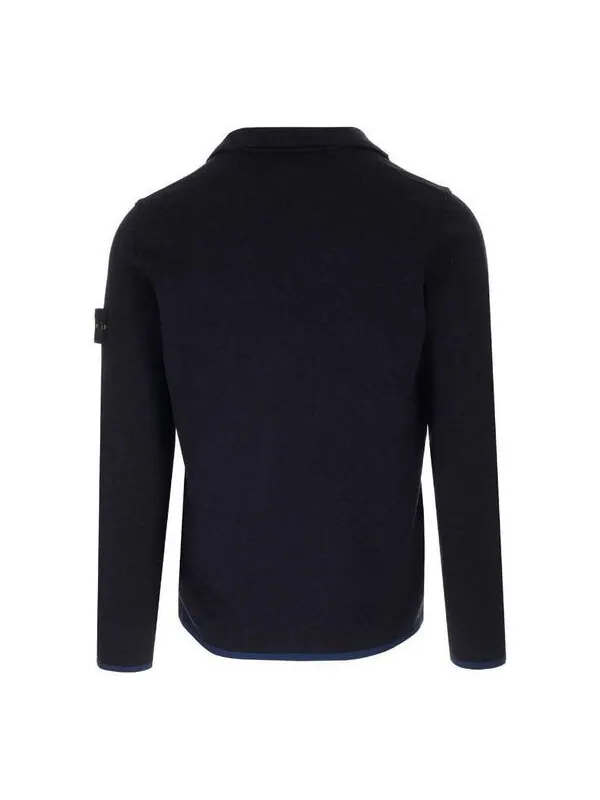 Куртка compass-patch high-neck zipped cardigan jacket 'black' Stone Island — изображение 2 из 2, черный
