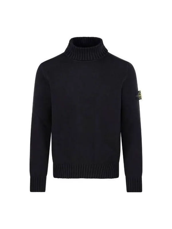 Свитер logo patch turtleneck sweater 'black' Stone Island — изображение 1 из 2, черный