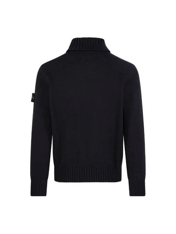 Свитер logo patch turtleneck sweater 'black' Stone Island — изображение 2 из 2, черный
