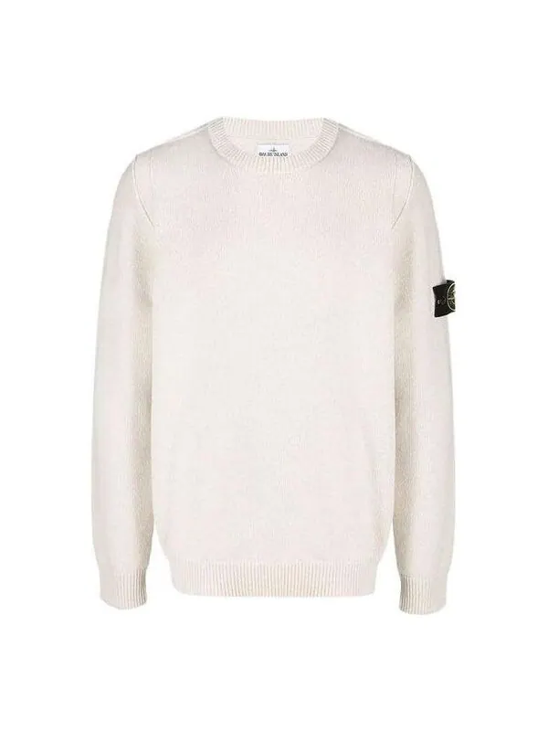 Свитер logo patch knit sweater 'off-white' Stone Island — изображение 1 из 4, белый