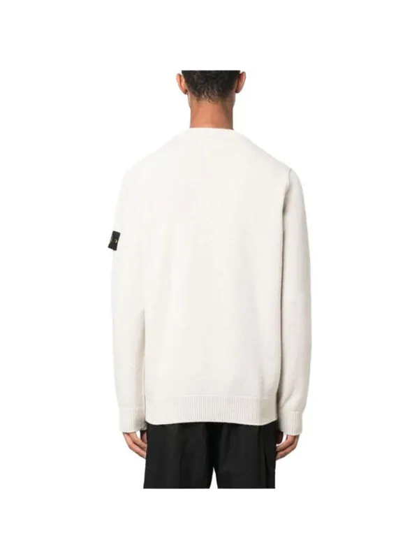 Свитер logo patch knit sweater 'off-white' Stone Island — изображение 2 из 4, белый
