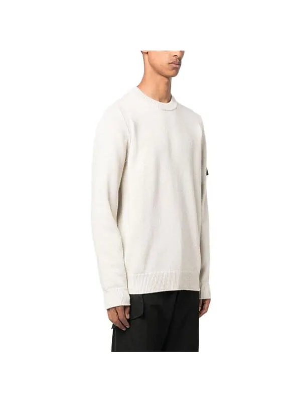 Свитер logo patch knit sweater 'off-white' Stone Island — изображение 3 из 4, белый