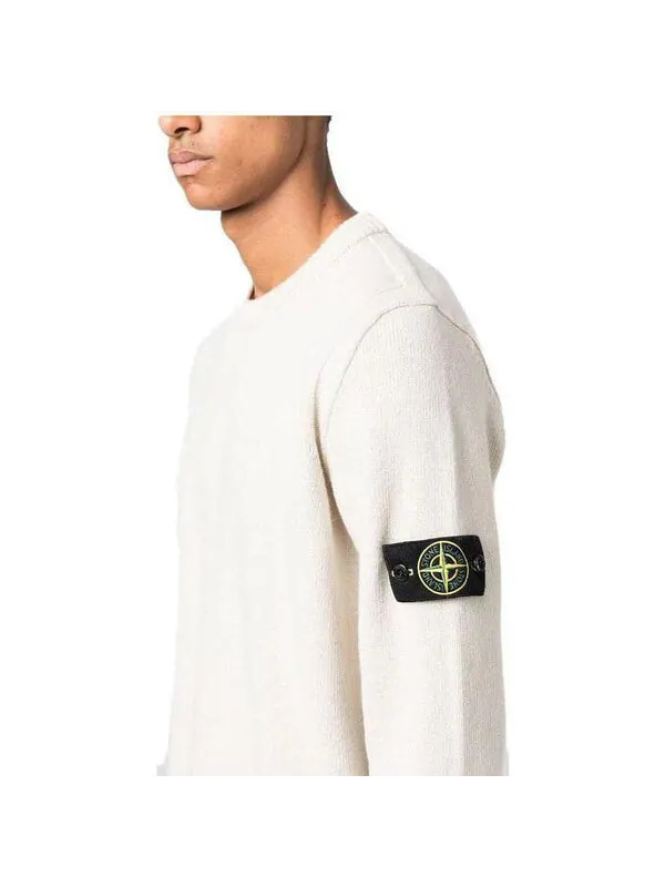 Свитер logo patch knit sweater 'off-white' Stone Island — изображение 4 из 4, белый