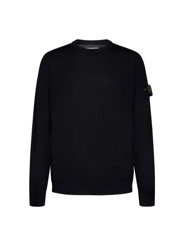 Свитер wool crewneck sweater 'black' Stone Island — изображение 1 из 3, черный