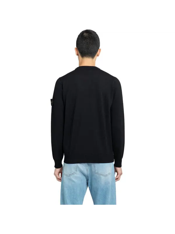 Свитер wool crewneck sweater 'black' Stone Island — изображение 2 из 3, черный