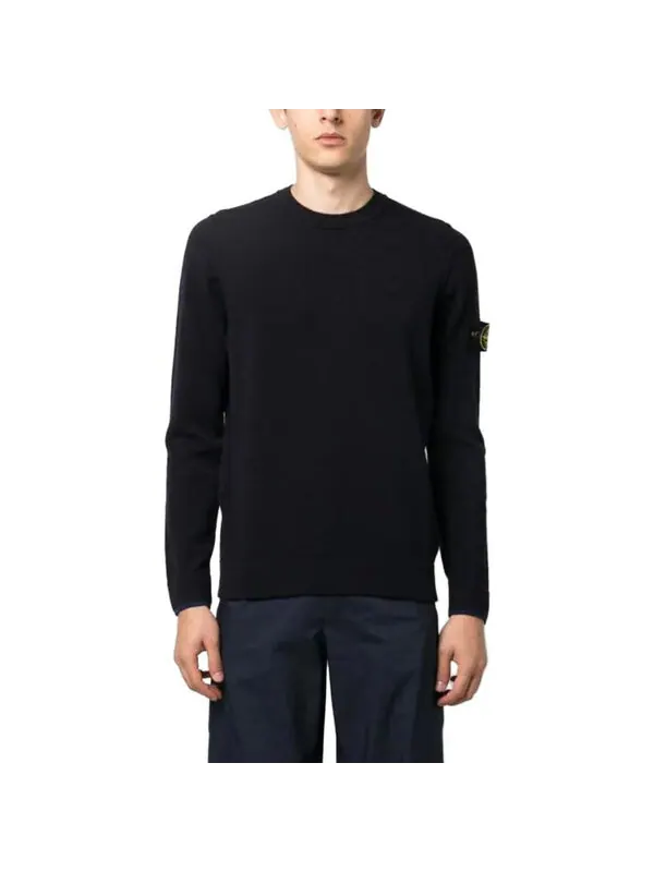 Свитер wool knit 'black' Stone Island — изображение 2 из 2, черный