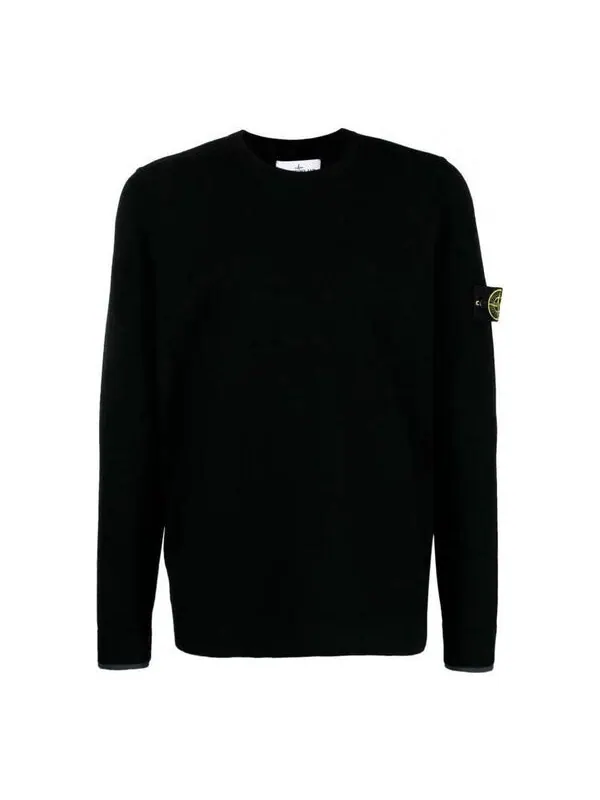 Свитер wool crewneck sweater 'black' Stone Island — изображение 1 из 3, черный