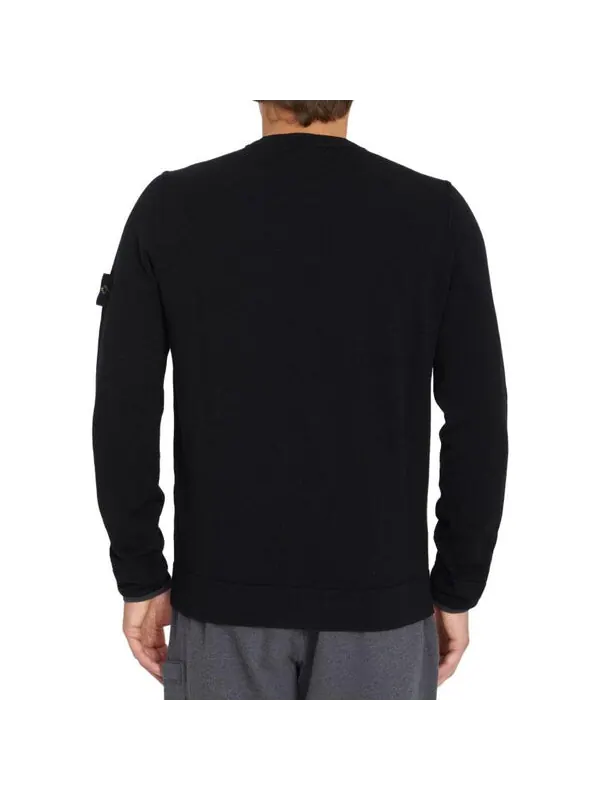 Свитер wool crewneck sweater 'black' Stone Island — изображение 3 из 3, черный