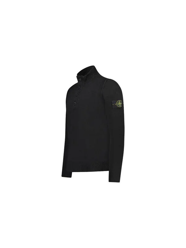 Свитер wappen patch high neck half button knit 'black' Stone Island — изображение 3 из 3, черный