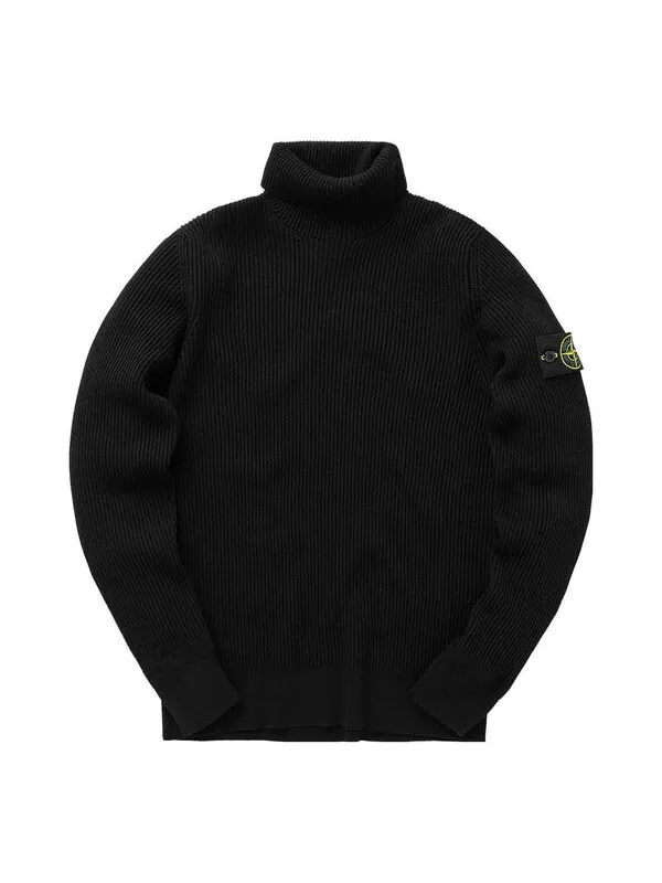 Свитер logo patch turtleneck sweater 'black' Stone Island — изображение 1 из 2, черный