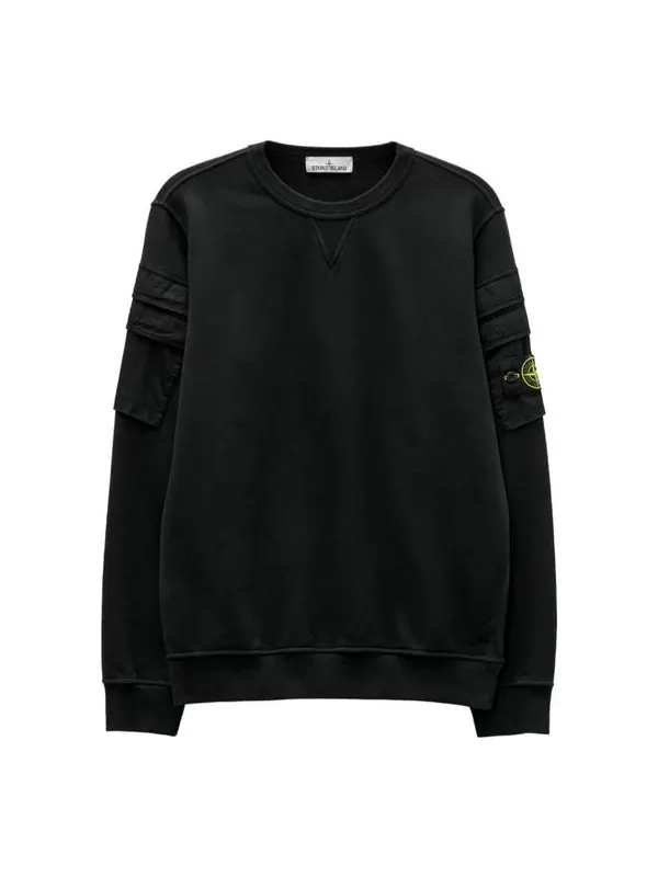Толстовка double-sleeve pocket sweatshirt 'black' Stone Island — изображение 1 из 4, черный