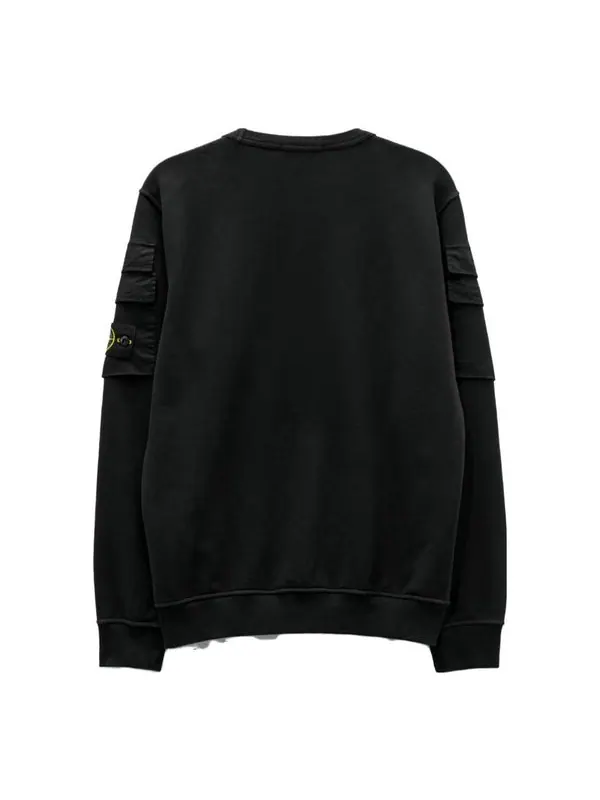 Толстовка double-sleeve pocket sweatshirt 'black' Stone Island — изображение 2 из 4, черный