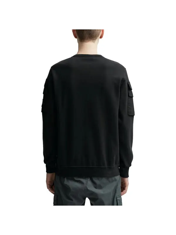 Толстовка double-sleeve pocket sweatshirt 'black' Stone Island — изображение 4 из 4, черный