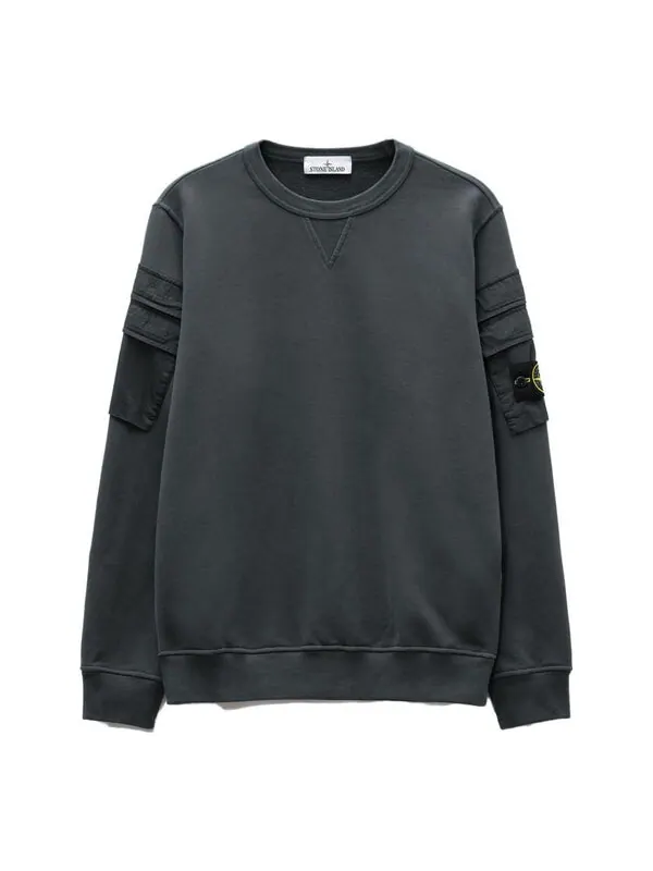 Толстовка sleeve pockets crewneck 'lead grey' Stone Island — изображение 1 из 4, серый