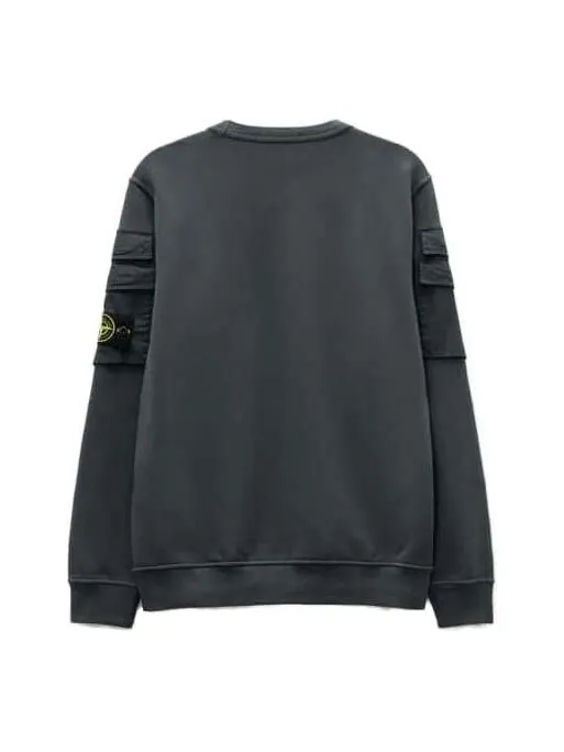 Толстовка sleeve pockets crewneck 'lead grey' Stone Island — изображение 2 из 4, серый