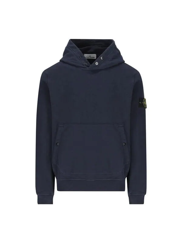 Толстовка cotton hoodie 'navy' Stone Island — изображение 1 из 2, темно-синий