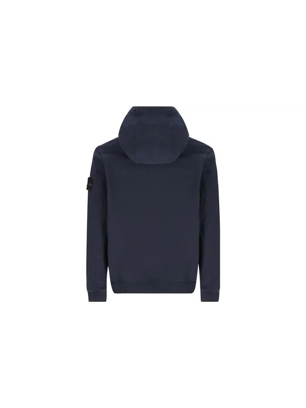 Толстовка cotton hoodie 'navy' Stone Island — изображение 2 из 2, темно-синий