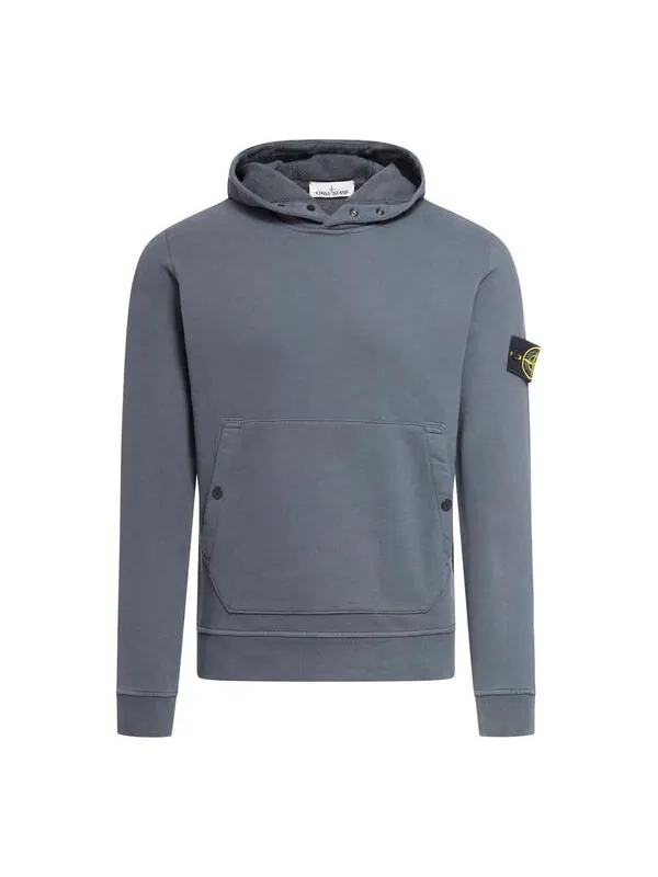 Толстовка logo patch ribbed hoodie 'grey' Stone Island — изображение 1 из 1, серый