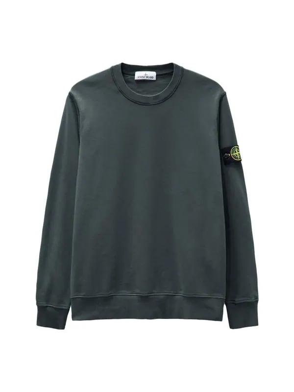 Толстовка crewneck sweatshirt 'grey' Stone Island — изображение 1 из 4, серый/зеленый