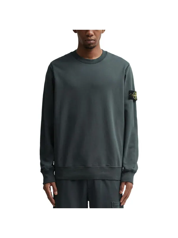 Толстовка crewneck sweatshirt 'grey' Stone Island — изображение 3 из 4, серый/зеленый