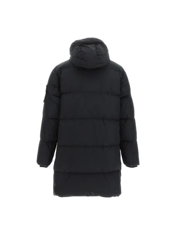 Куртка crinkle reps hooded down long jacket 'black' Stone Island — изображение 2 из 2, черный