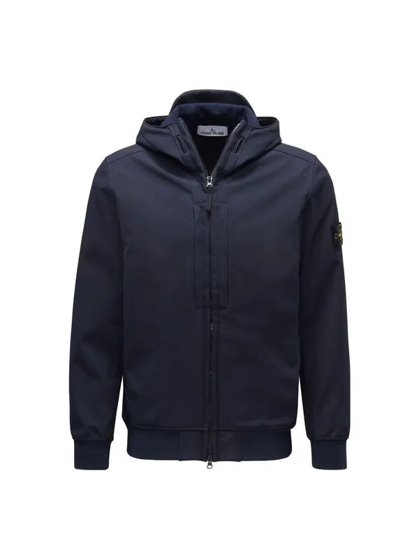 Куртка waffen patch soft shell hooded zip-up jacket 'navy' Stone Island — изображение 1 из 2, темно-синий