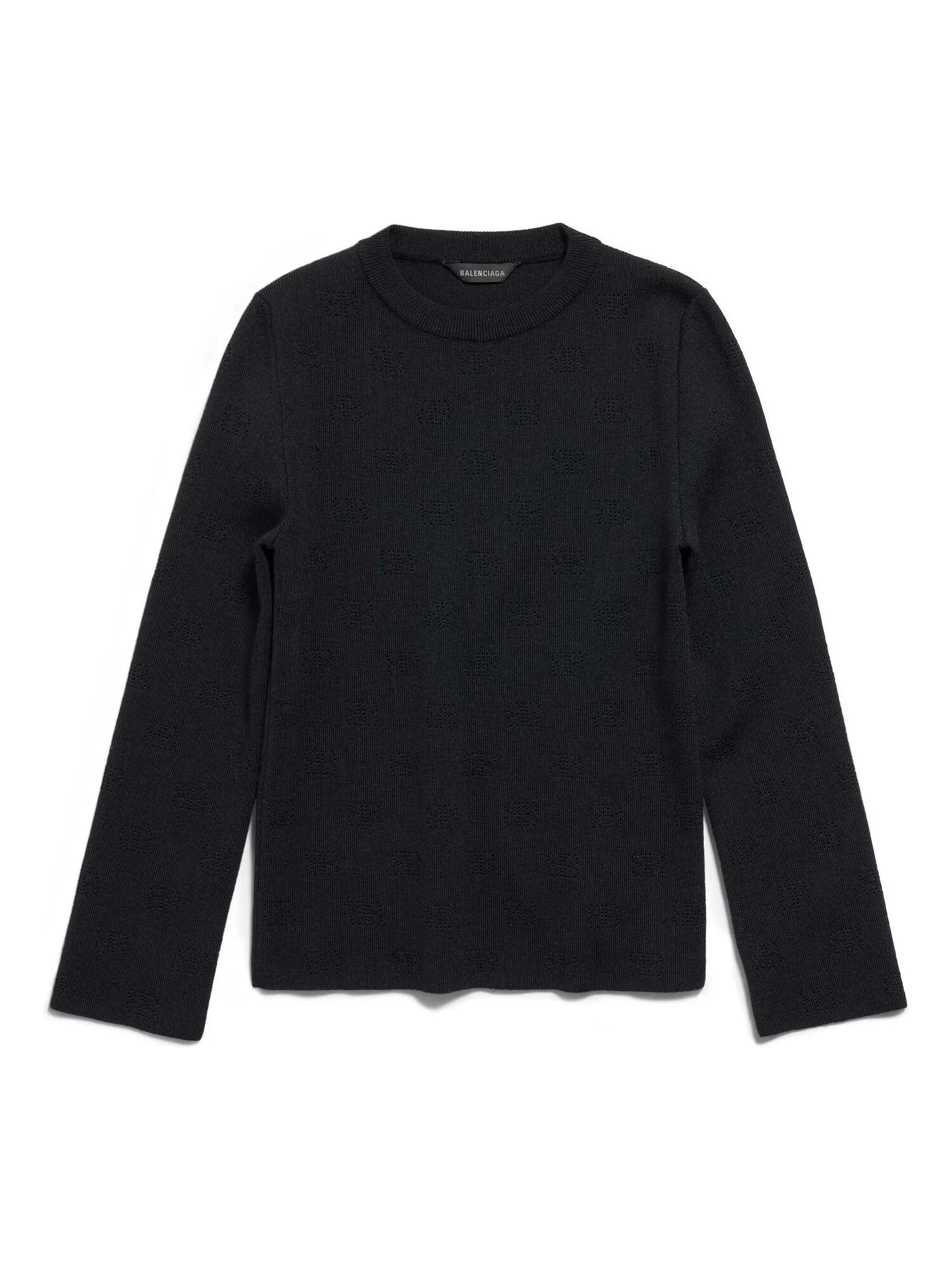 Свитер (WMNS) Balenciaga BB Allover Cropped Sweater 'Black' — изображение 1 из 2, черный