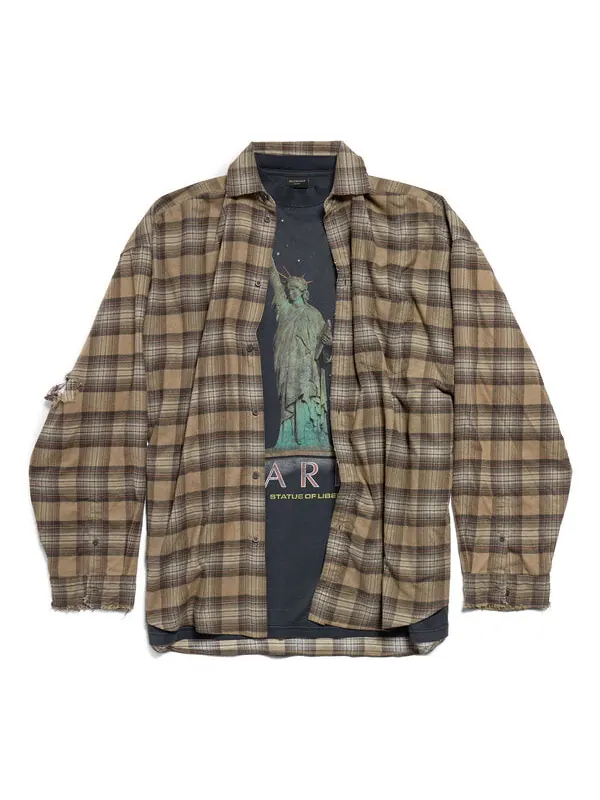 Рубашка paris liberty layered shirt oversized 'dark green' Balenciaga — изображение 1 из 2, темный зеленый