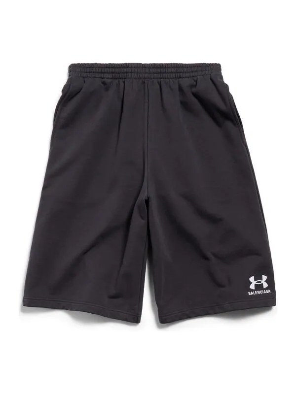 Шорты x under armour large shorts 'black white' Balenciaga — изображение 1 из 2, черный/белый